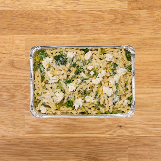 Gemelli Pasta with Lemon Ricotta, Asparagus, Rapini & Grana Padano